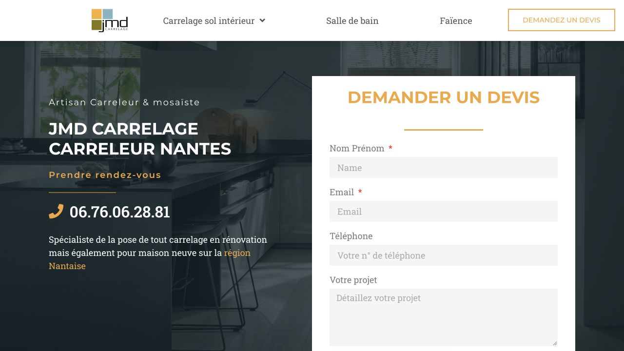 Capture du site de JMD Carrelage