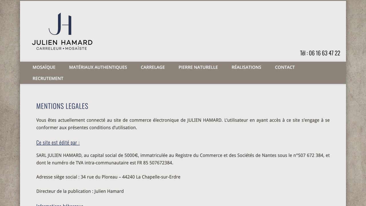 Capture du site de Julien Hamard